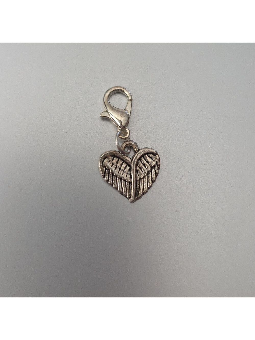 Heart Angel Wing  FITs Pandora and other  Lobster Clasp Zipper Pull